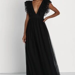 Lulus Simply Delighted Elegant Black Evening Gown